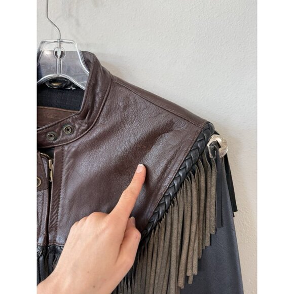 Harley Davidson Women's Willie G. Jacket Large Vintage Leather Jacket Black Red - Picture 5 of 12